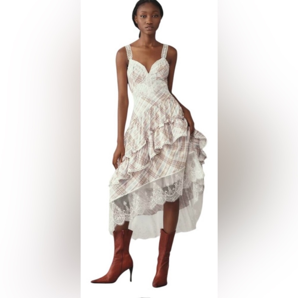Anthropologie Bobby asymmetrical tiered ruffle midi dress - Picture 6 of 7